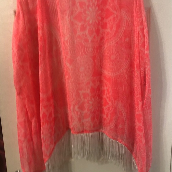 Bright pink sheer kimono or cover up - Picture 2 of 7